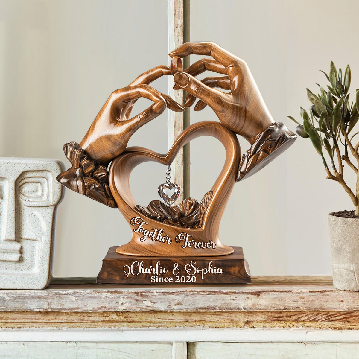 Fiançailles, anniversaire de mariage - Plaque en bois personnalisée pour couple - Plaque en bois sur mesure