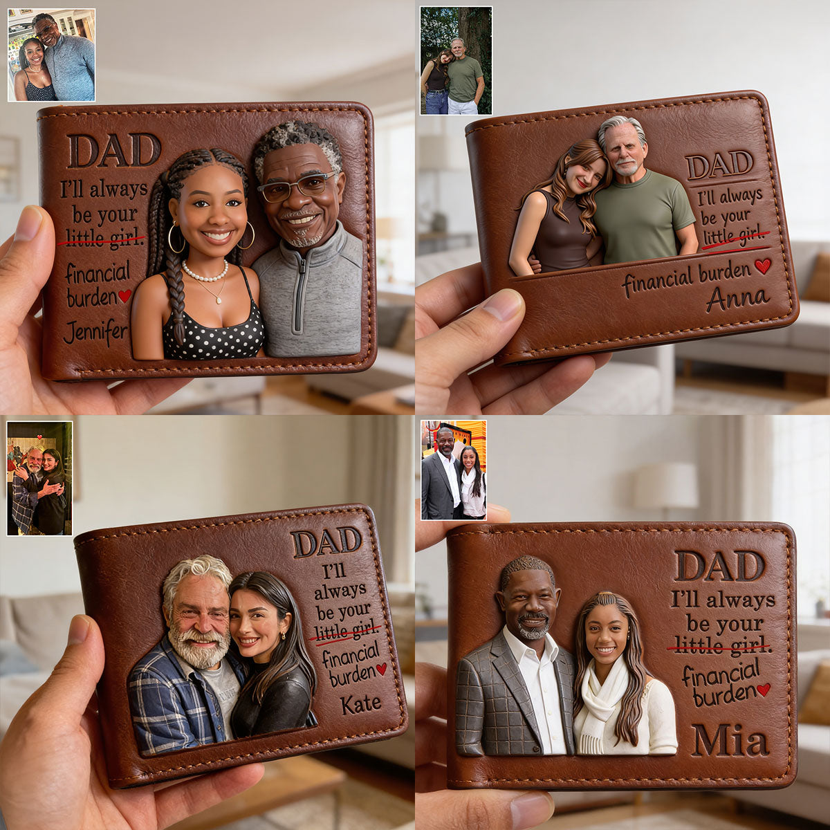 Votre Fardeau Financier - Portefeuille en Cuir Personnalisé pour Père