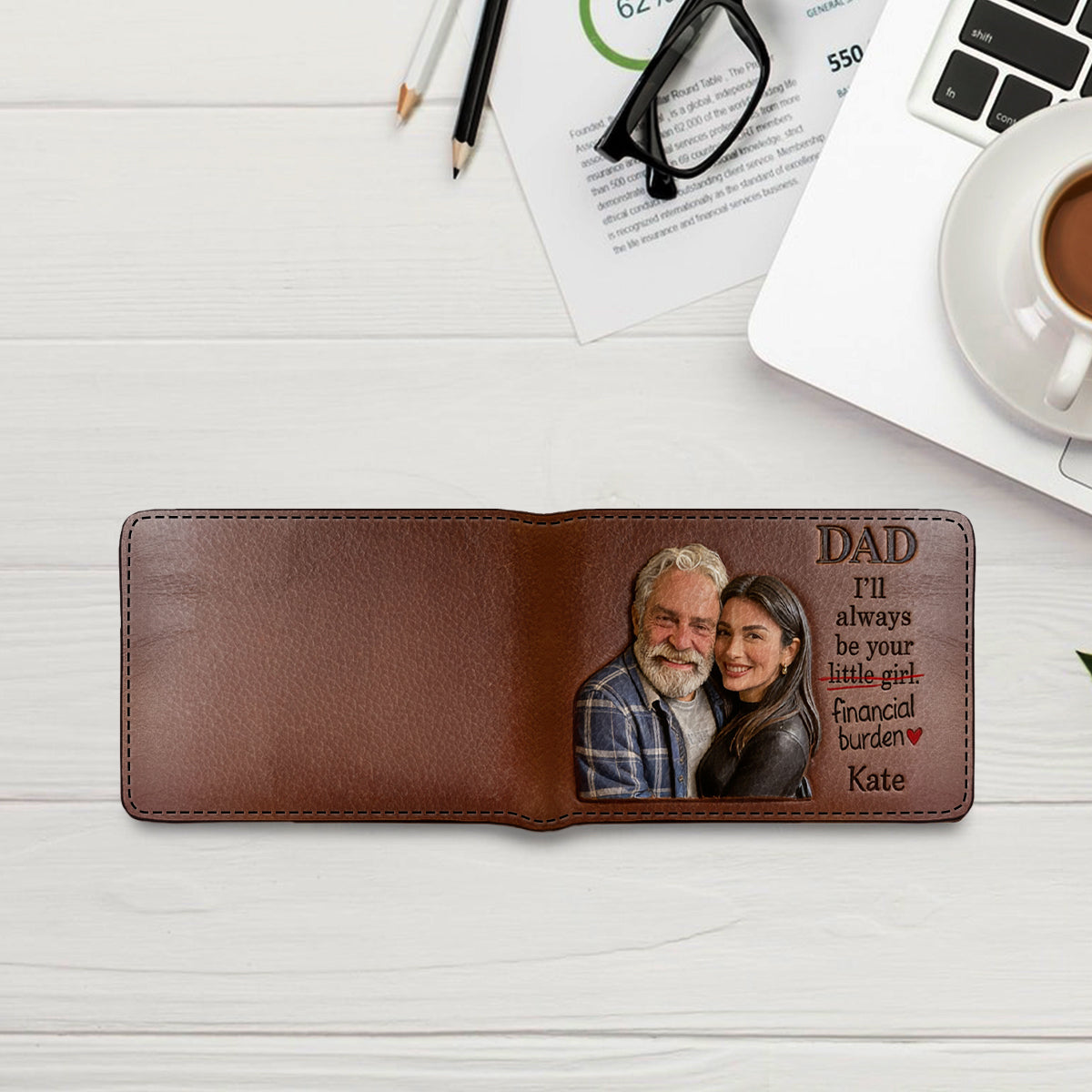 Votre Fardeau Financier - Portefeuille en Cuir Personnalisé pour Père