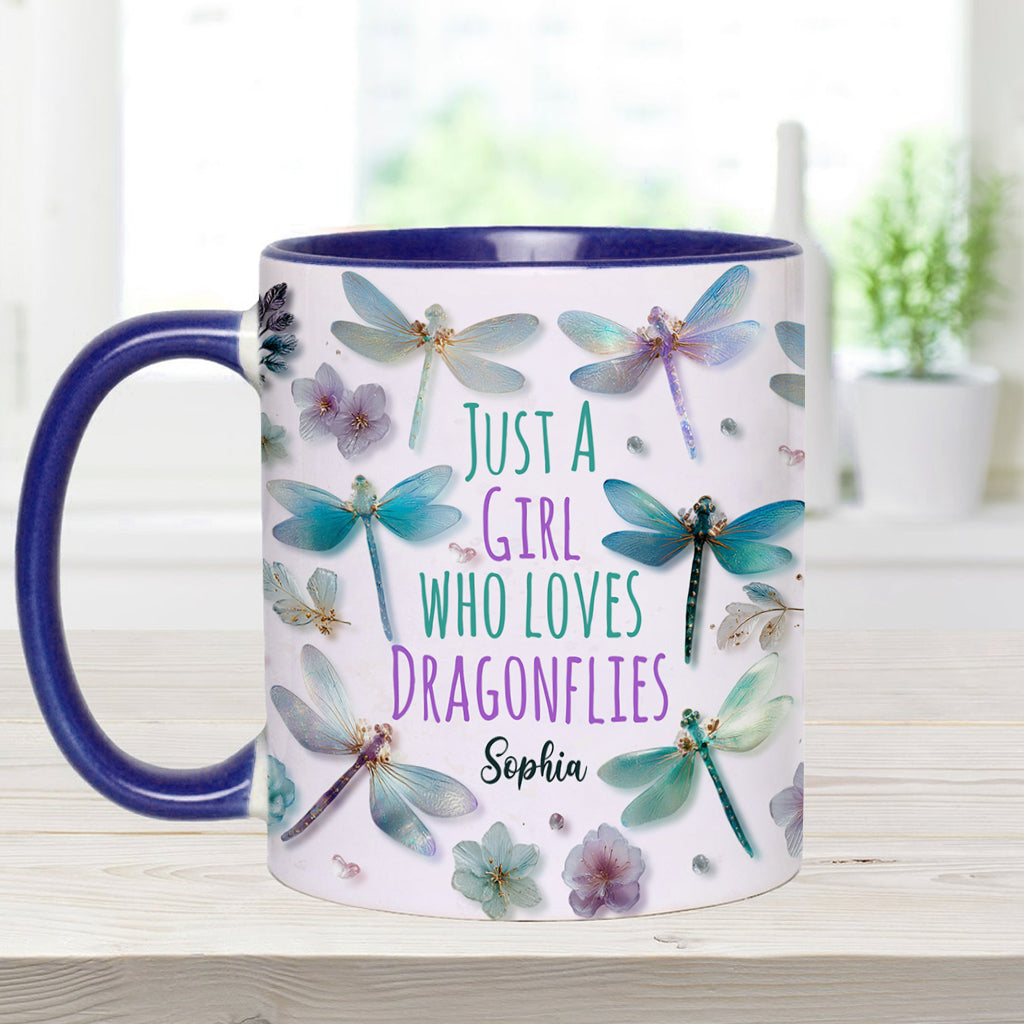 Une fille qui adore les libellules - Mug personnalisé avec motif libellule