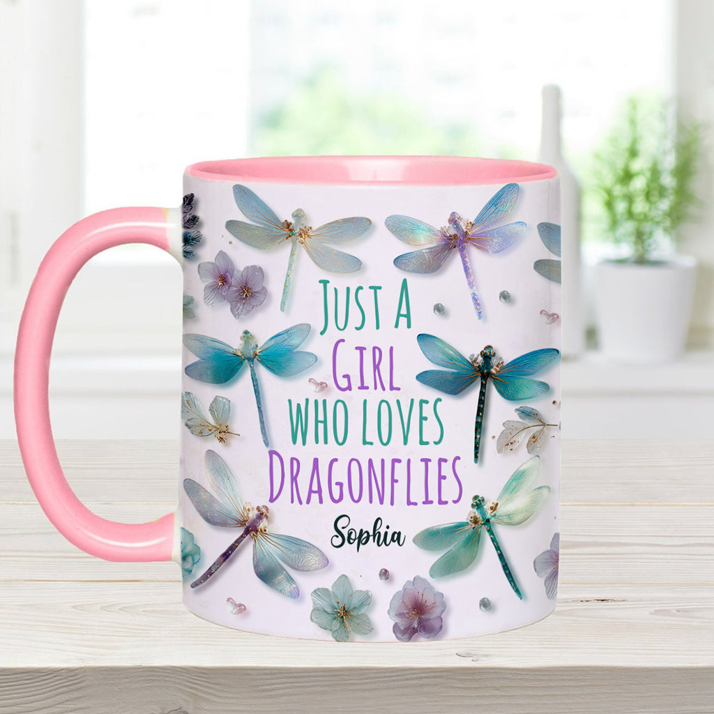 Une fille qui adore les libellules - Mug personnalisé avec motif libellule