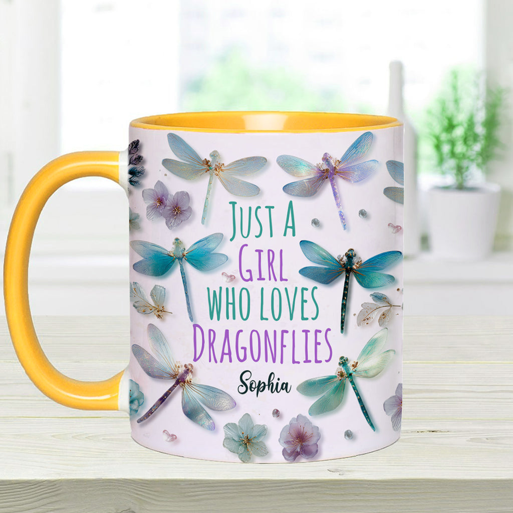 Une fille qui adore les libellules - Mug personnalisé avec motif libellule