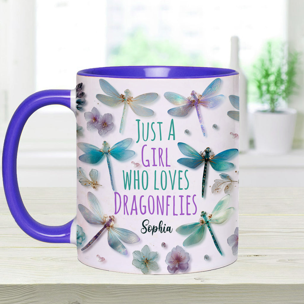 Une fille qui adore les libellules - Mug personnalisé avec motif libellule