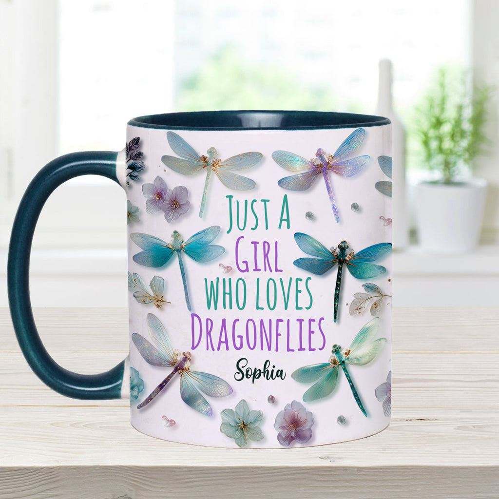 Une fille qui adore les libellules - Mug personnalisé avec motif libellule