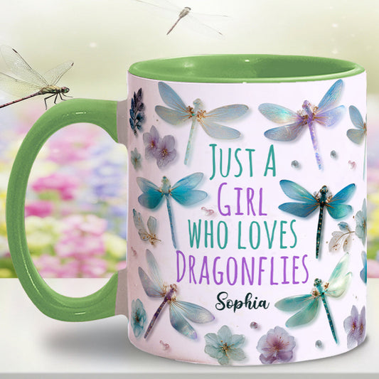 Une fille qui adore les libellules - Mug personnalisé avec motif libellule