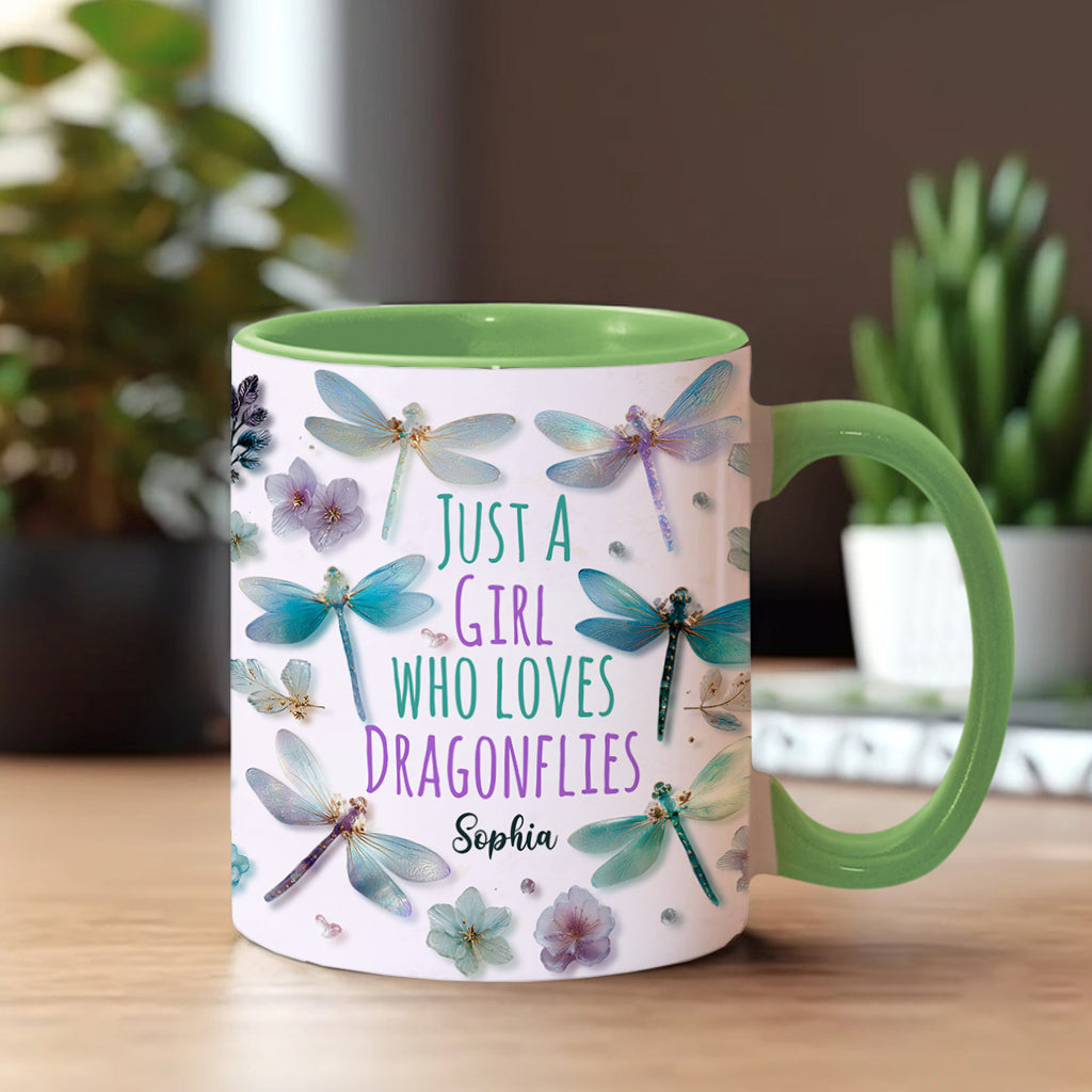 Une fille qui adore les libellules - Mug personnalisé avec motif libellule