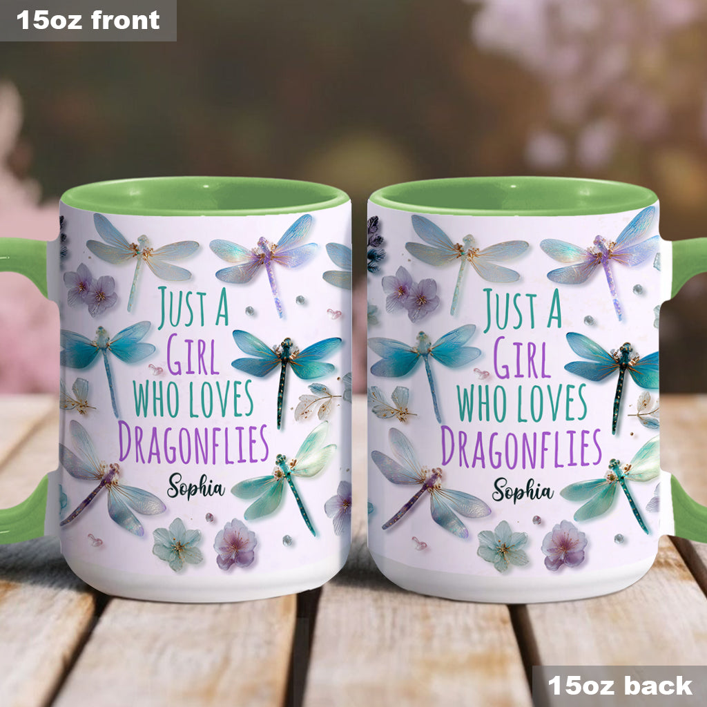 Une fille qui adore les libellules - Mug personnalisé avec motif libellule