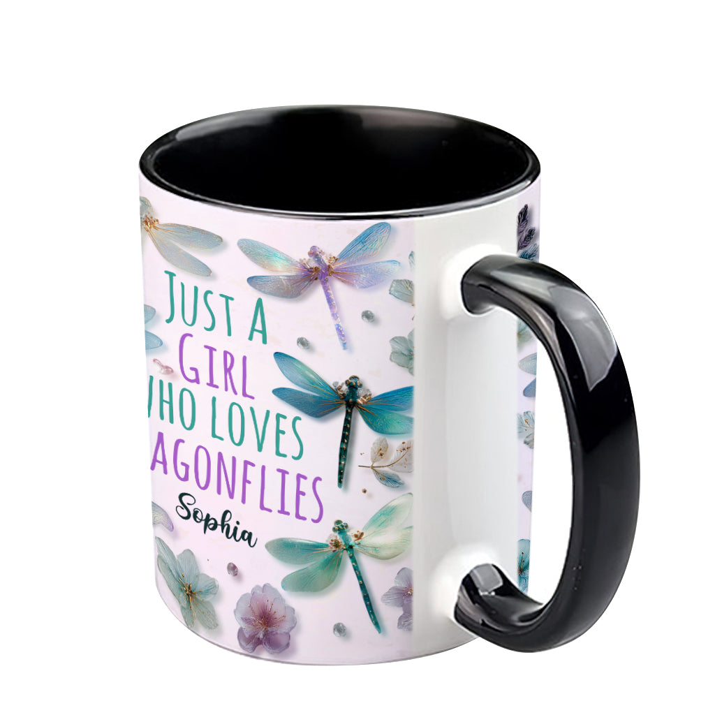 Une fille qui adore les libellules - Mug personnalisé avec motif libellule