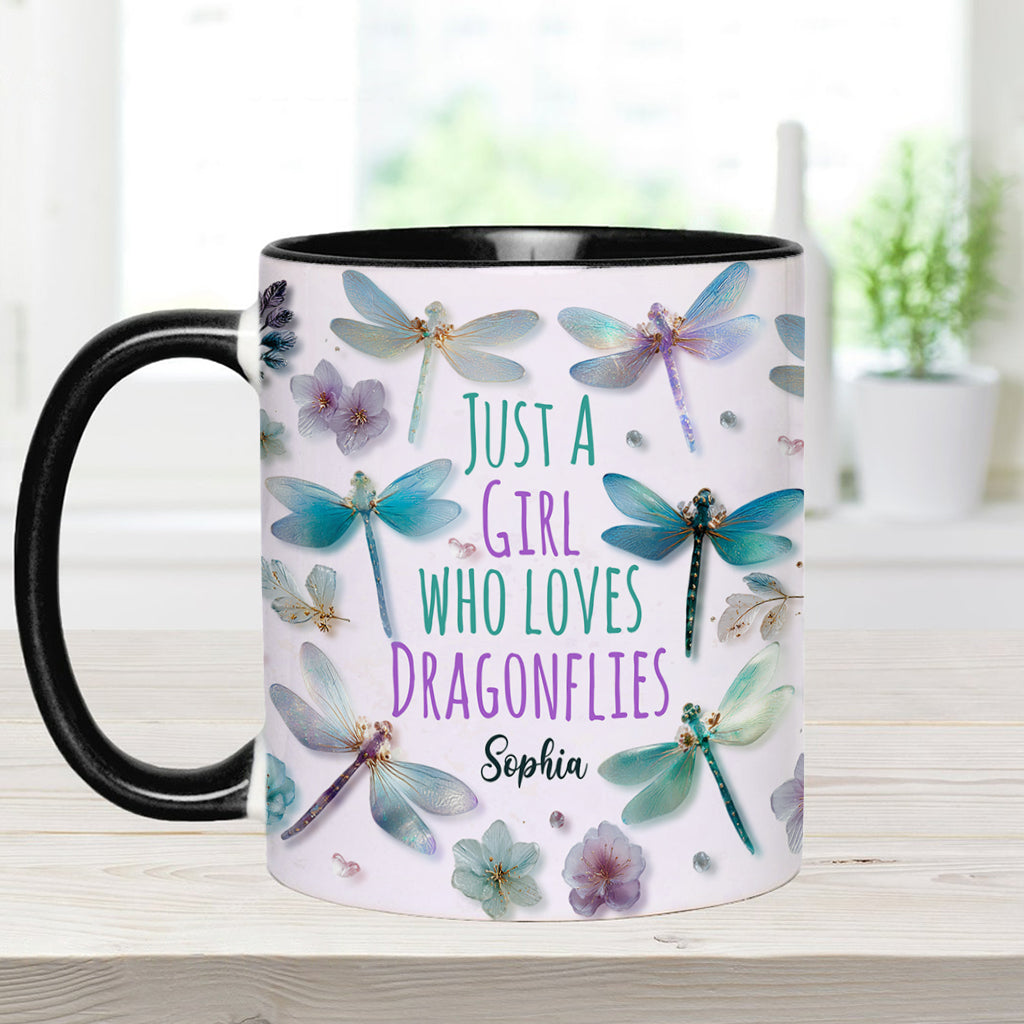 Une fille qui adore les libellules - Mug personnalisé avec motif libellule
