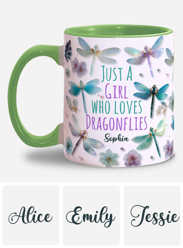 Une fille qui adore les libellules - Mug personnalisé avec motif libellule