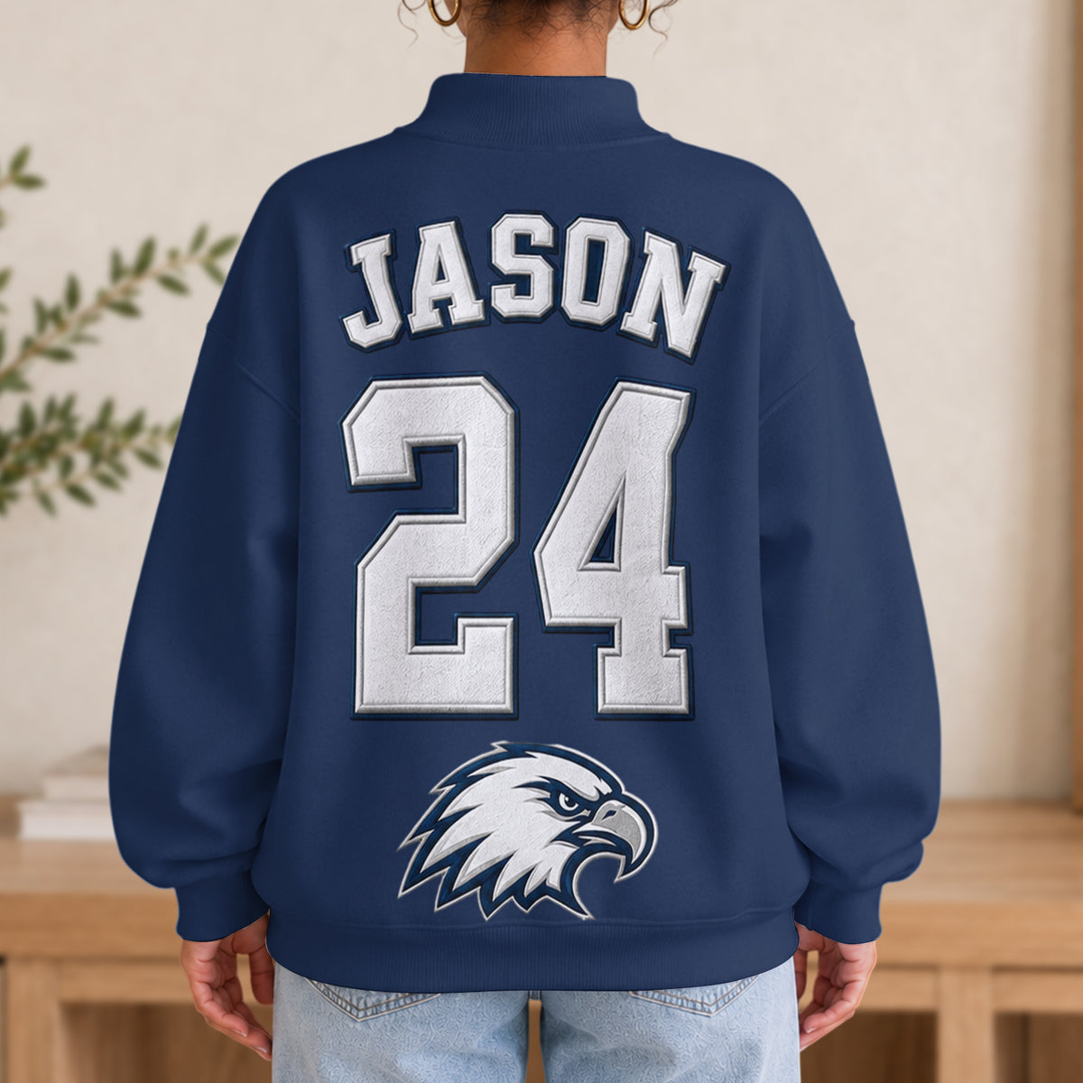 Any Photo, Any Team - Personalized Football Mock Neck Sweatshirt