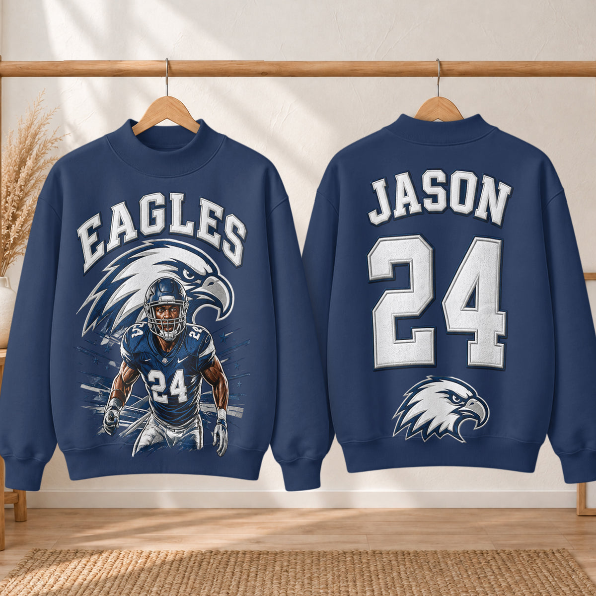 Any Photo, Any Team - Personalized Football Mock Neck Sweatshirt