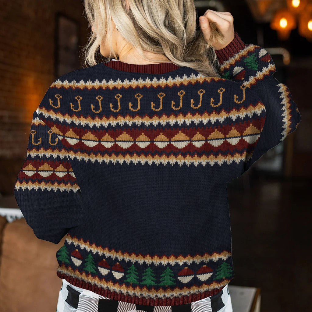 Accro à Noël - Pull moche de pêche personnalisé