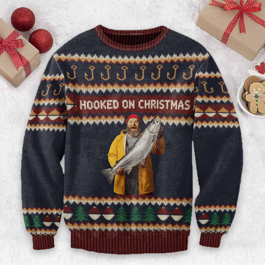 Accro à Noël - Pull moche de pêche personnalisé