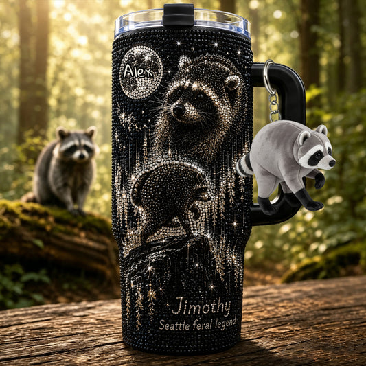Raccoon Vintage Jimothy - Tumbler en Rhinestones Personnalisé avec Charme Peluche