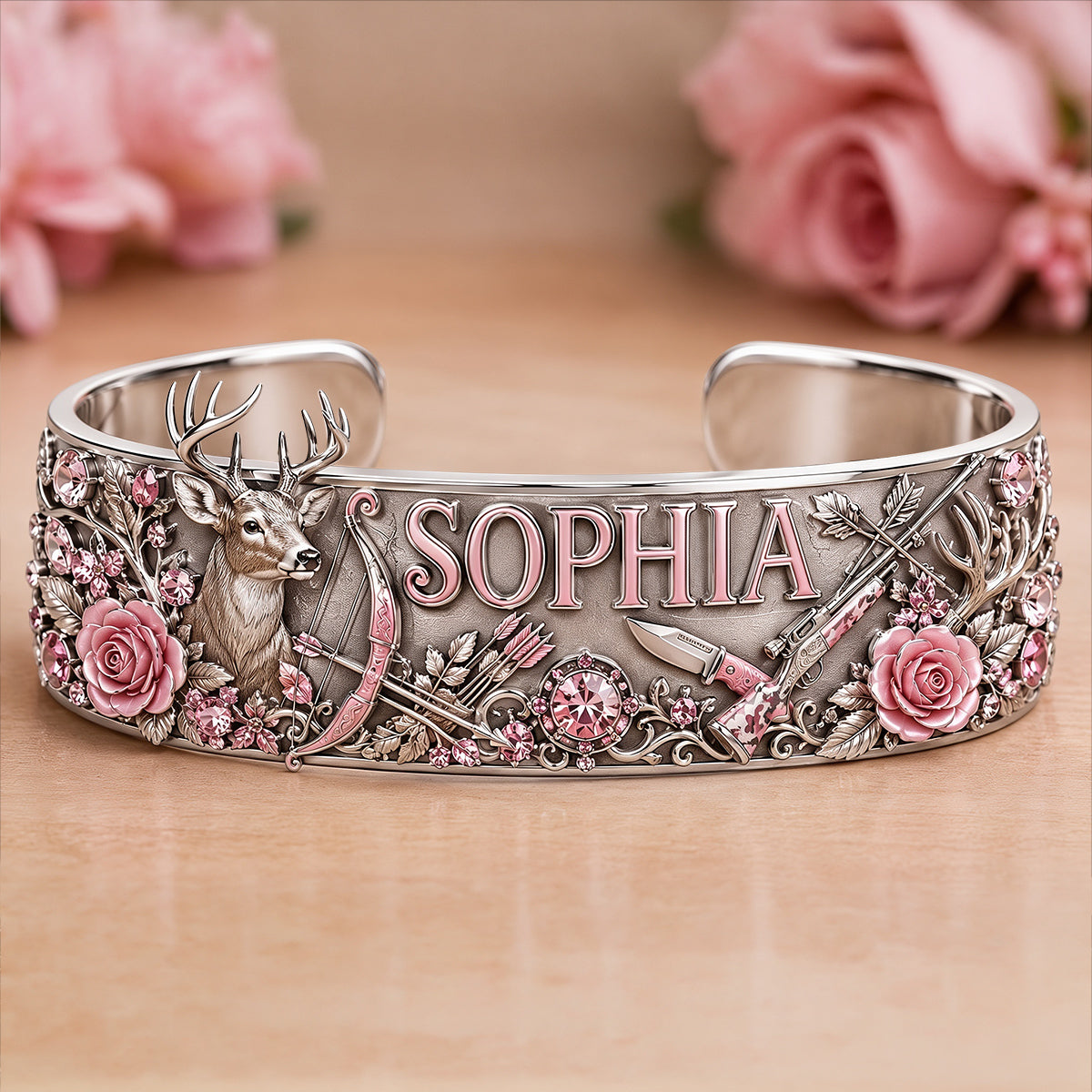 Amour de la Chasse - Bracelet en Cuir Personnalisé en Forme de Chasse