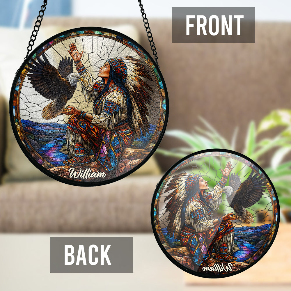 Attrape-soleil en vitrail amérindien personnalisé - Style autochtone