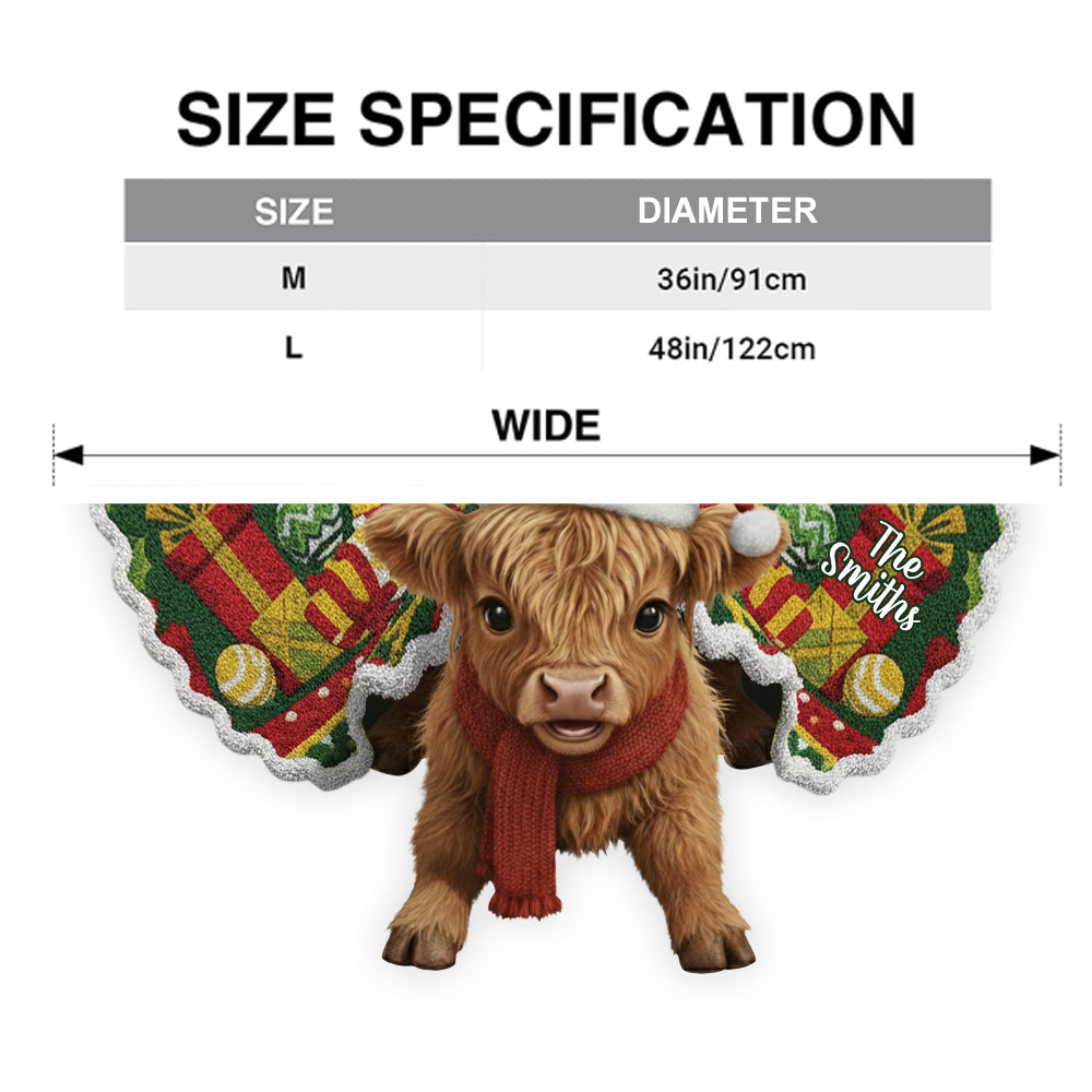 Joyeux Noël - Jupe de sapin personnalisée en forme de vache des Highlands