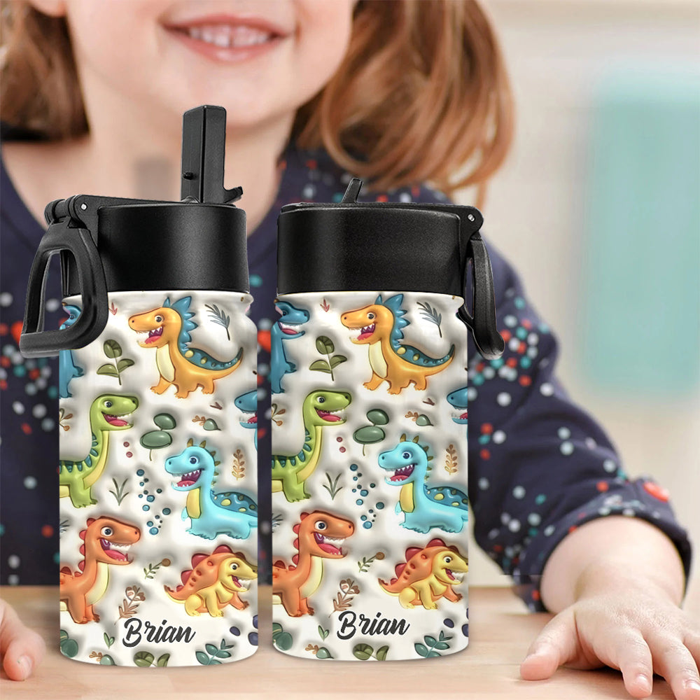 Cute Dinosaurus Custom Name - Personalized Kid Kids Water Bottle