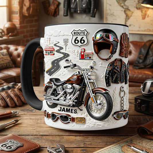 Mug et sous-verre personnalisés sur le thème de la moto