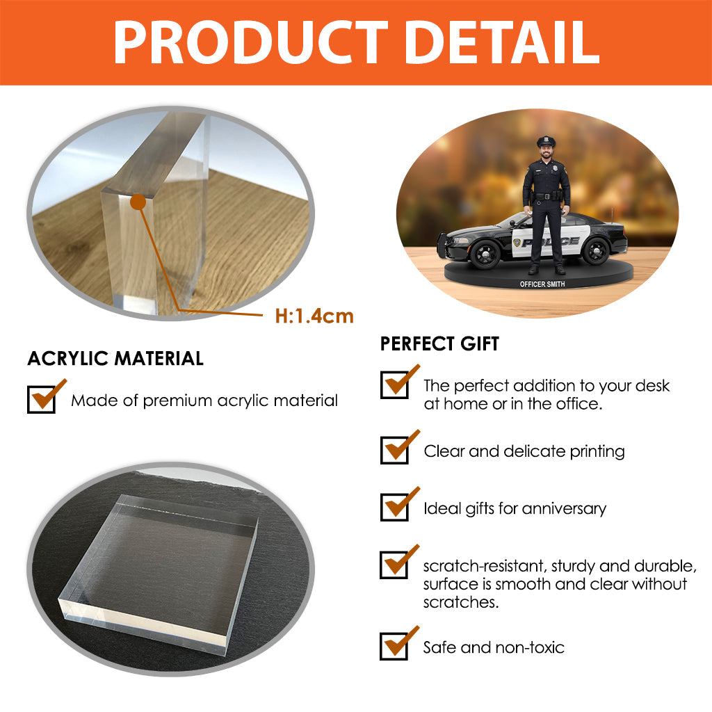 Servir et protéger - Plaque acrylique personnalisée pour policier