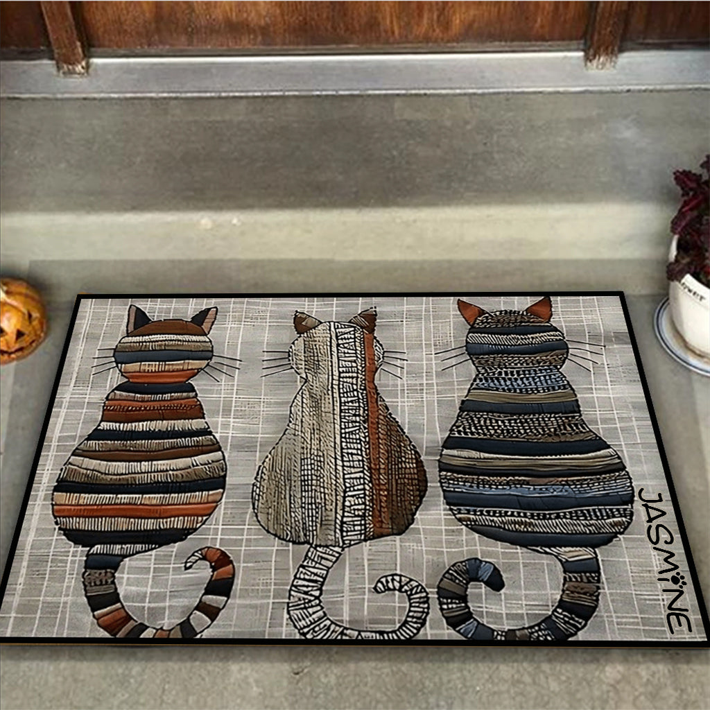 Chats mignons - Tapis de porte personnalisé pour chats