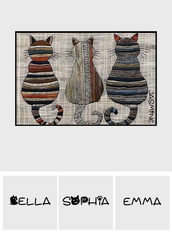 Chats mignons - Tapis de porte personnalisé pour chats