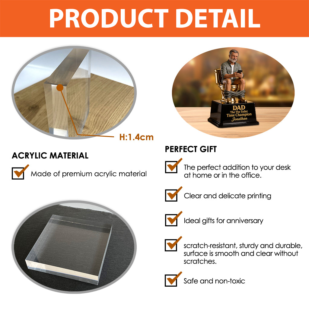 The Golden Toilet Trophy - Personalized Father Custom Shaped Acrylic Plaque