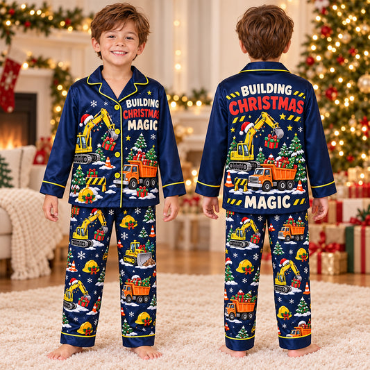 Building Christmas Magic - Personalized Kid Pajamas Set