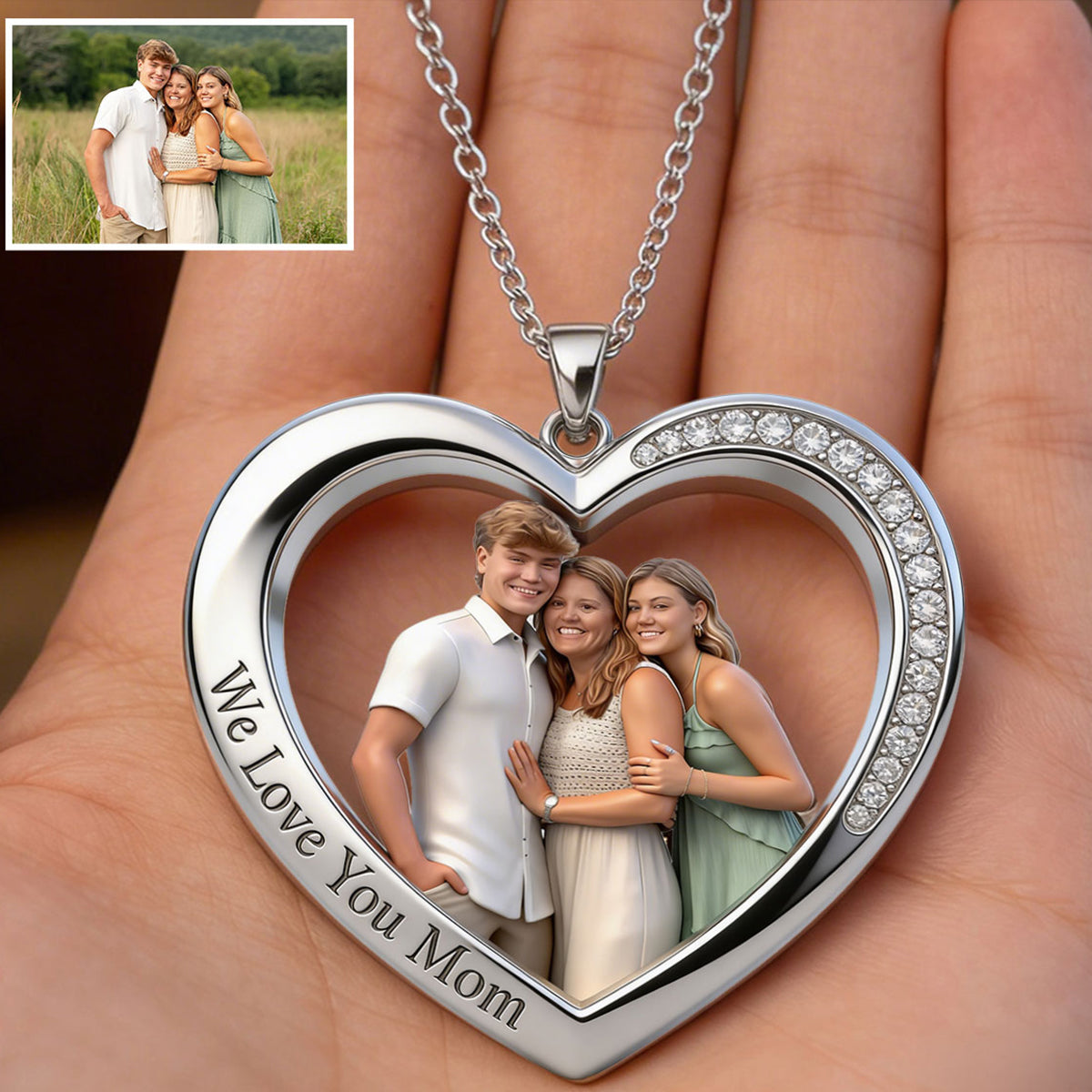 Perfect Mother's Day Gift - Personalized Mother Shaped Metal Pendant Necklace