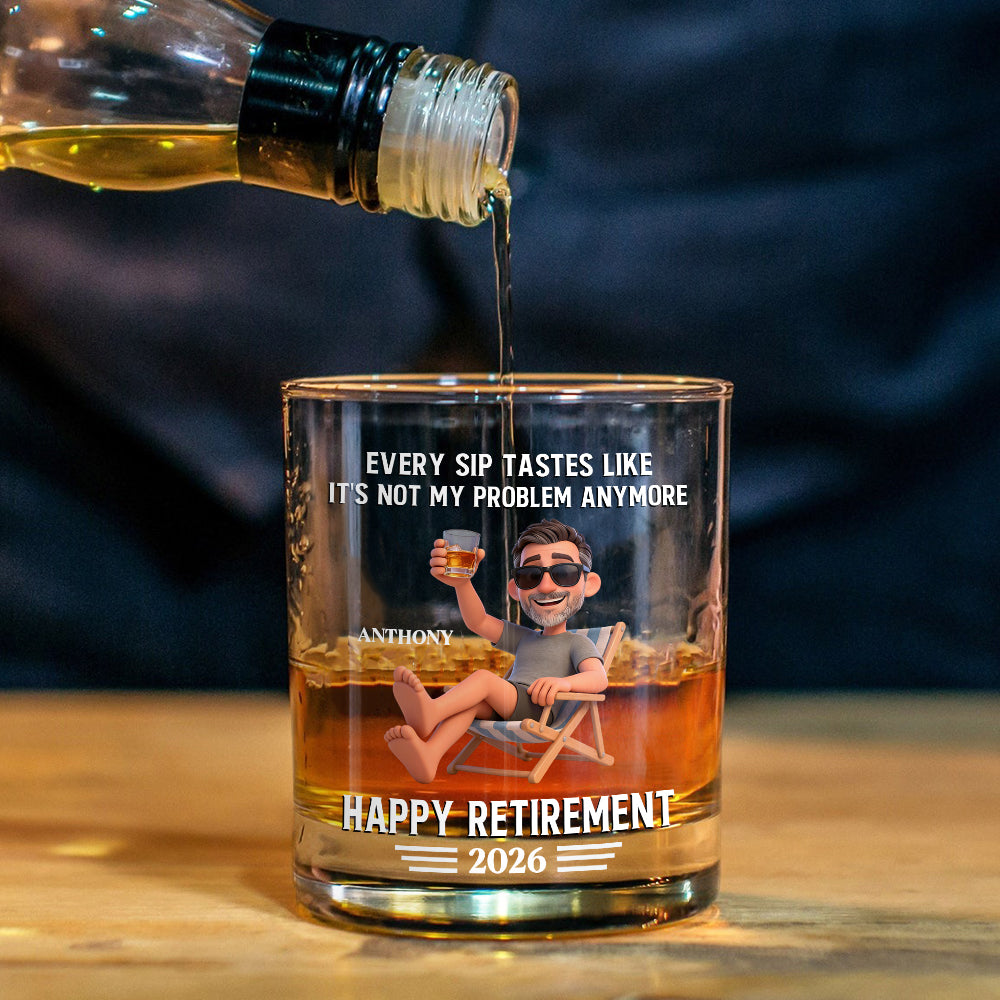 Happy Retirement Gift - Personalized Retired Whiskey Glass