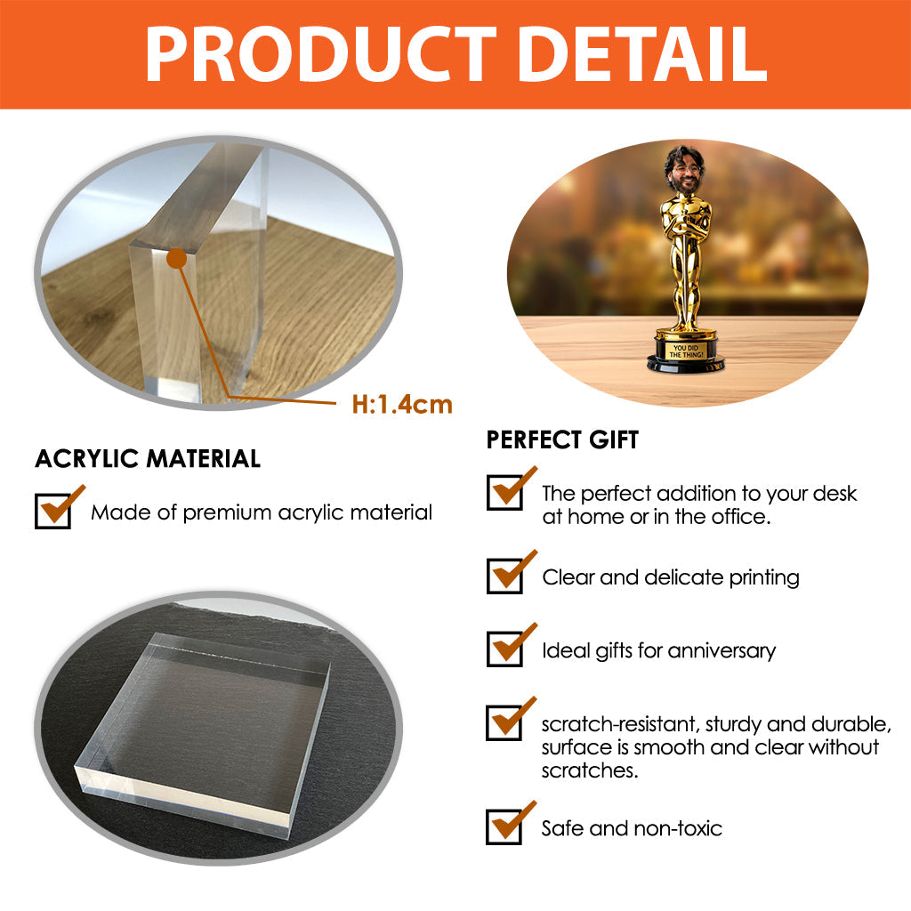 Funny Golden Trophy Award - Personalized Colleague Custom Shaped Acrylic Plaque