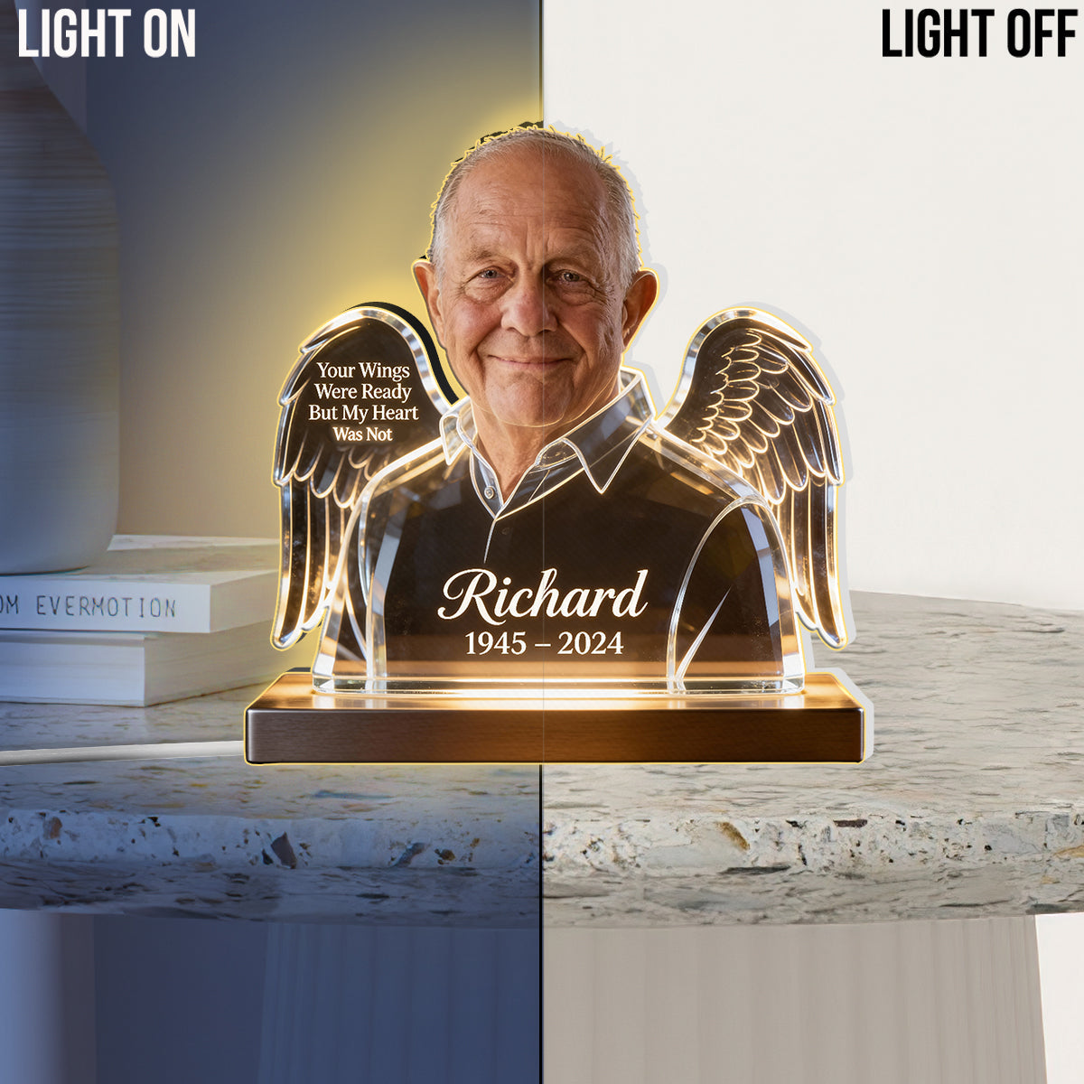 Your WIngs Were Ready - Personalized Memorial Acrylic LED Night Light