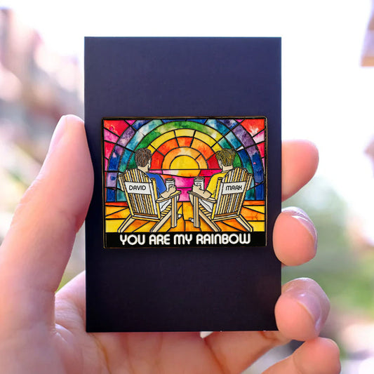 Amour de couple arc-en-ciel - Épingle de soutien LGBT personnalisée