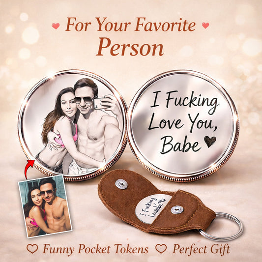 Cadeau pour couple, Porte-clés de poche personnalisé « Câlin de poche » - Porte-clés pièce de monnaie personnalisé pour couple
