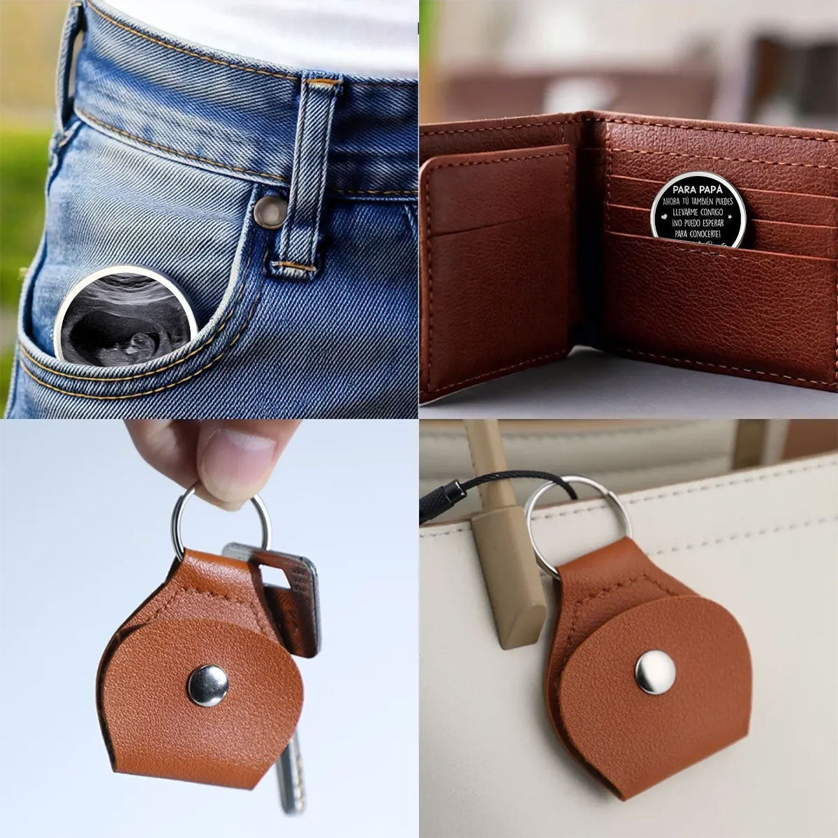 Cadeau pour couple, Porte-clés de poche personnalisé « Câlin de poche » - Porte-clés pièce de monnaie personnalisé pour couple