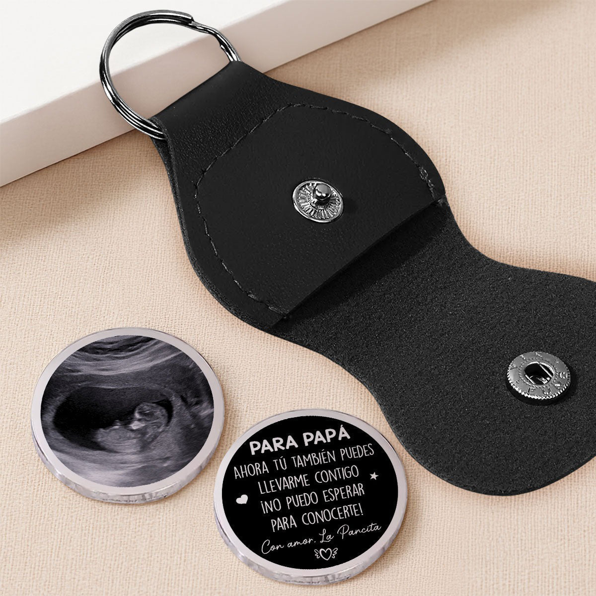 Cadeau pour couple, Porte-clés de poche personnalisé « Câlin de poche » - Porte-clés pièce de monnaie personnalisé pour couple