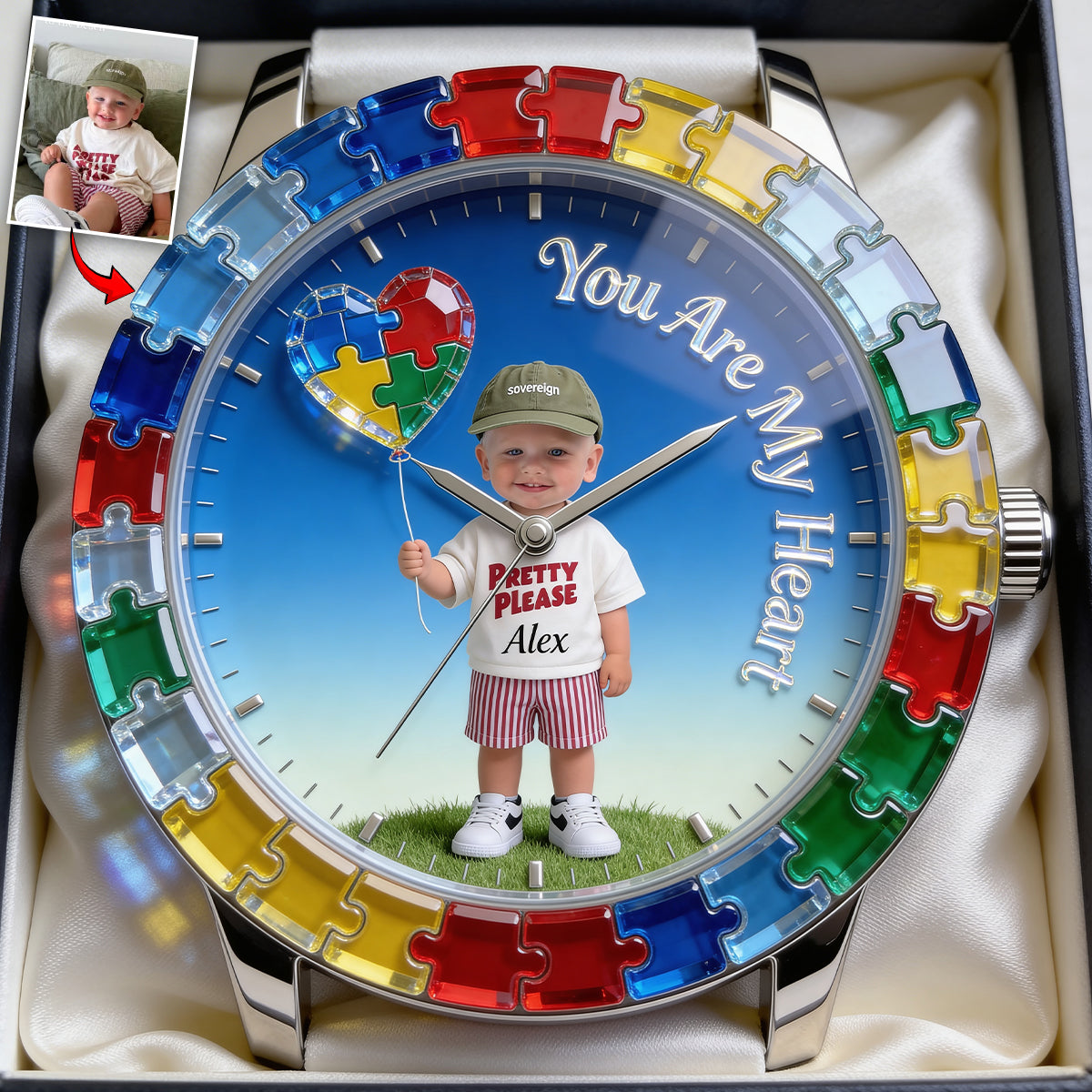 Vous êtes mon cœur - Montre femme personnalisée pour sensibilisation à l'autisme