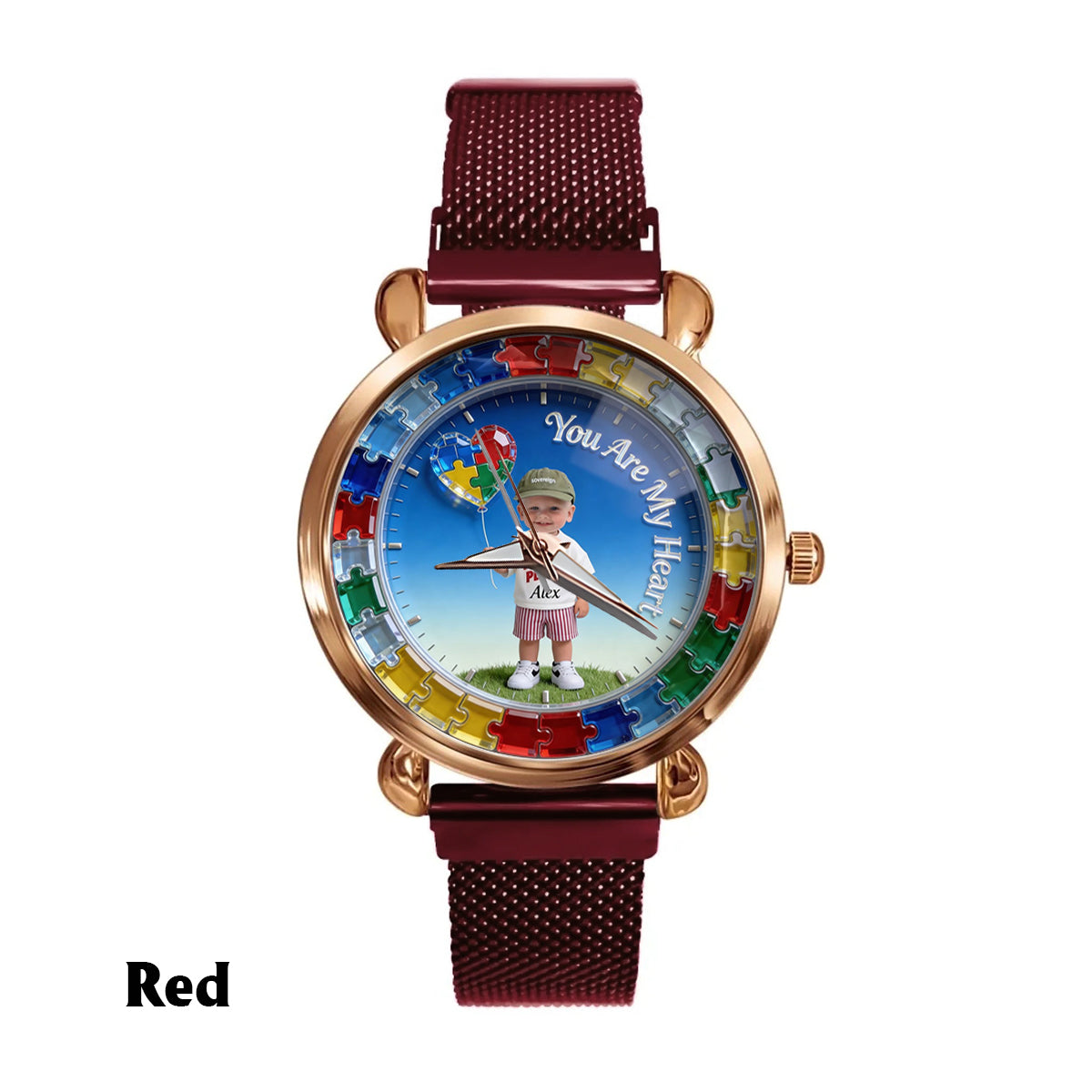 Vous êtes mon cœur - Montre femme personnalisée pour sensibilisation à l'autisme