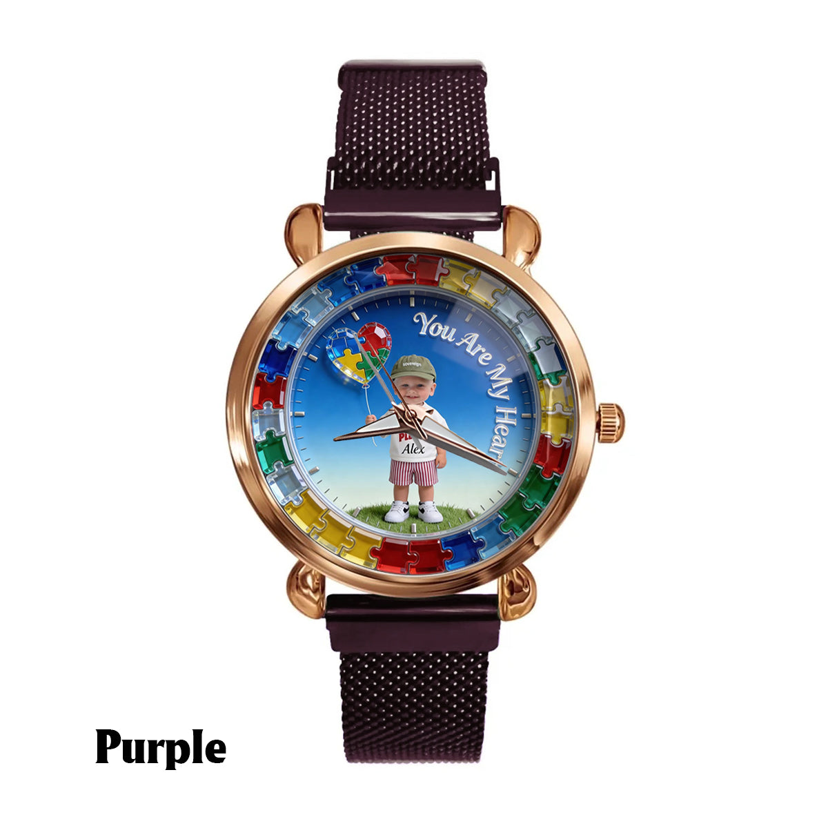 Vous êtes mon cœur - Montre femme personnalisée pour sensibilisation à l'autisme