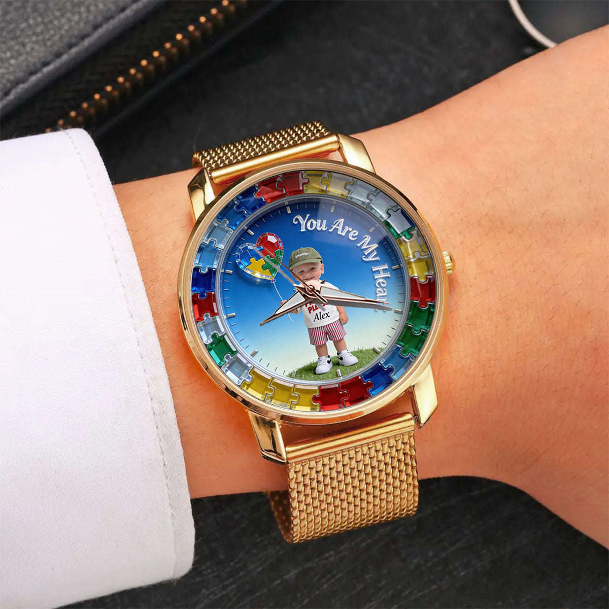 Vous êtes mon cœur - Montre femme personnalisée pour sensibilisation à l'autisme