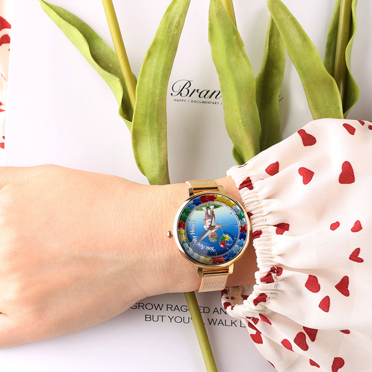 Vous êtes mon cœur - Montre femme personnalisée pour sensibilisation à l'autisme
