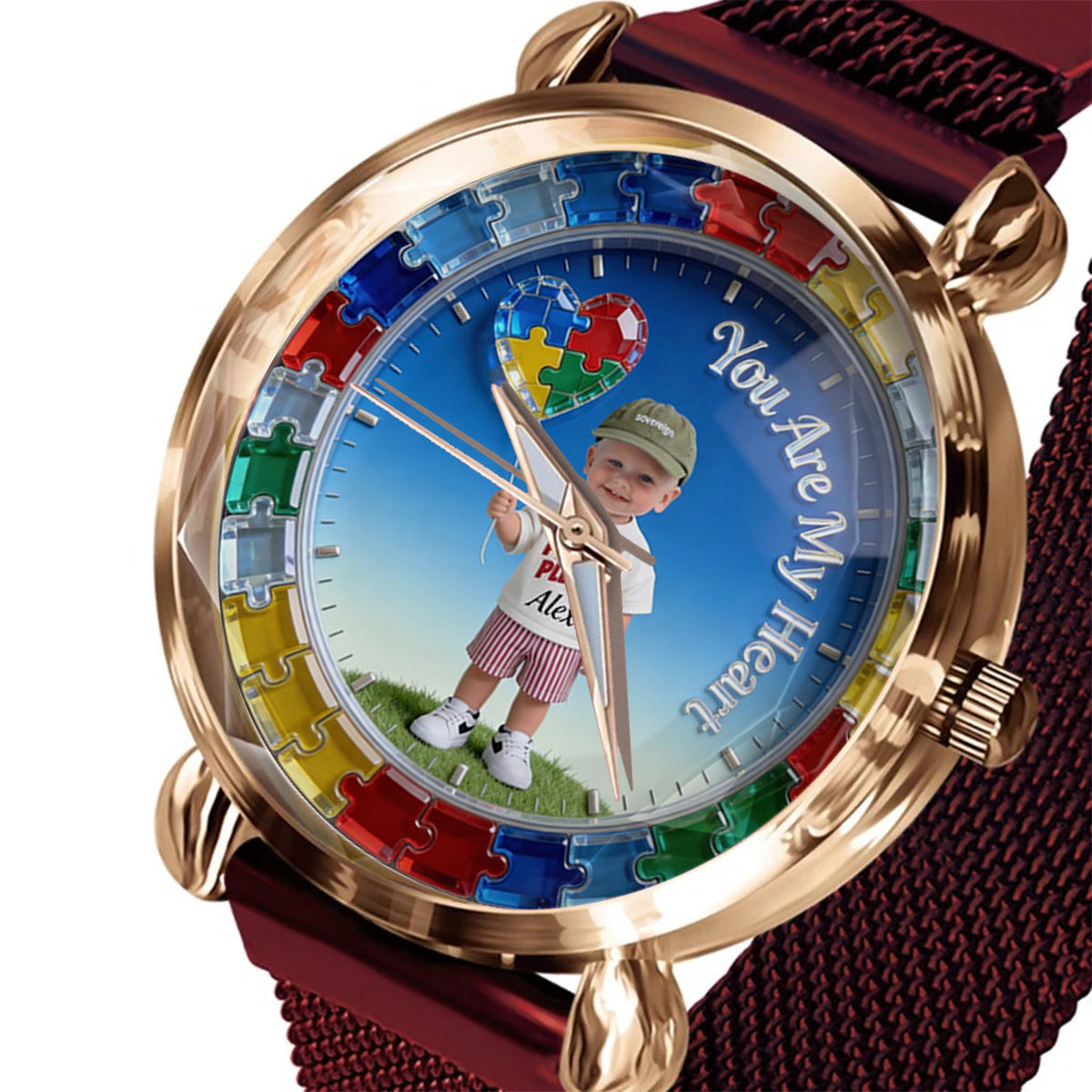 Vous êtes mon cœur - Montre femme personnalisée pour sensibilisation à l'autisme