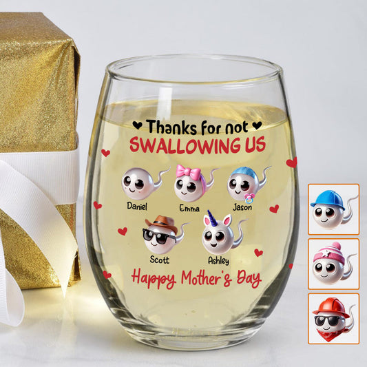 Merci maman de ne pas m'avoir avalé - Verre à vin personnalisé « Maman »
