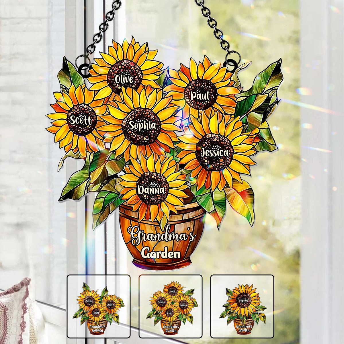 Grandma's Mom's Garden - Personalized Grandma Window Hanging Suncatcher Ornament