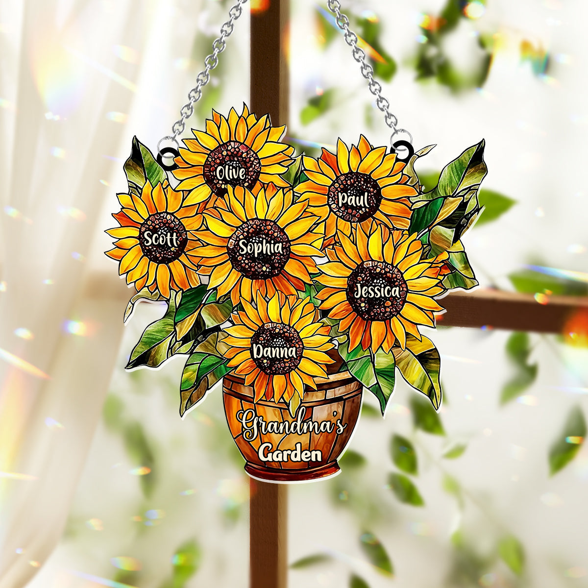 Grandma's Mom's Garden - Personalized Grandma Window Hanging Suncatcher Ornament