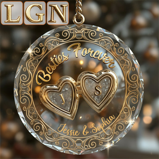 Meilleures amies pour toujours - Ornement en verre rond personnalisé « Meilleures amies »