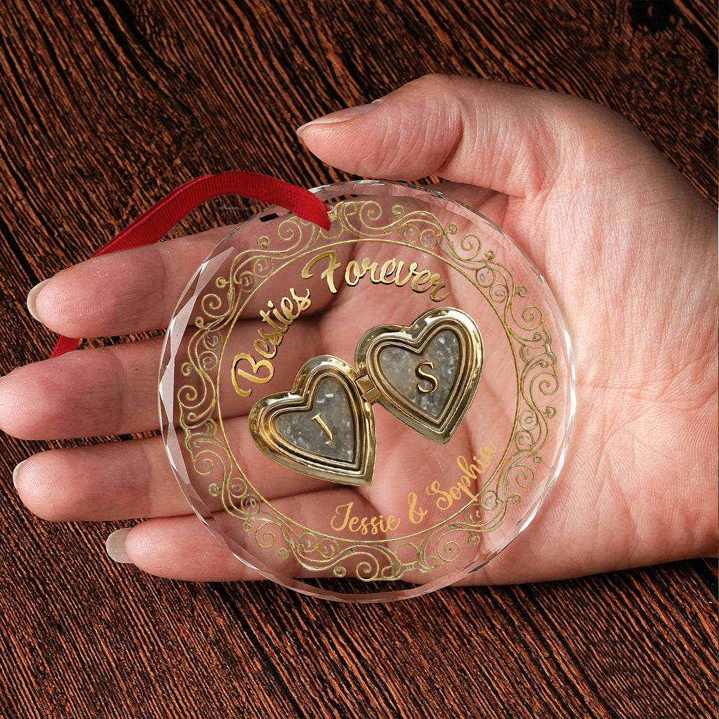 Meilleures amies pour toujours - Ornement en verre rond personnalisé « Meilleures amies »