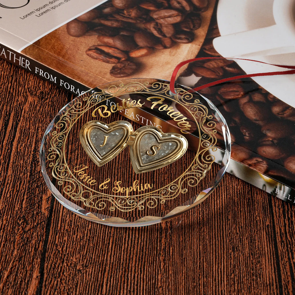 Meilleures amies pour toujours - Ornement en verre rond personnalisé « Meilleures amies »