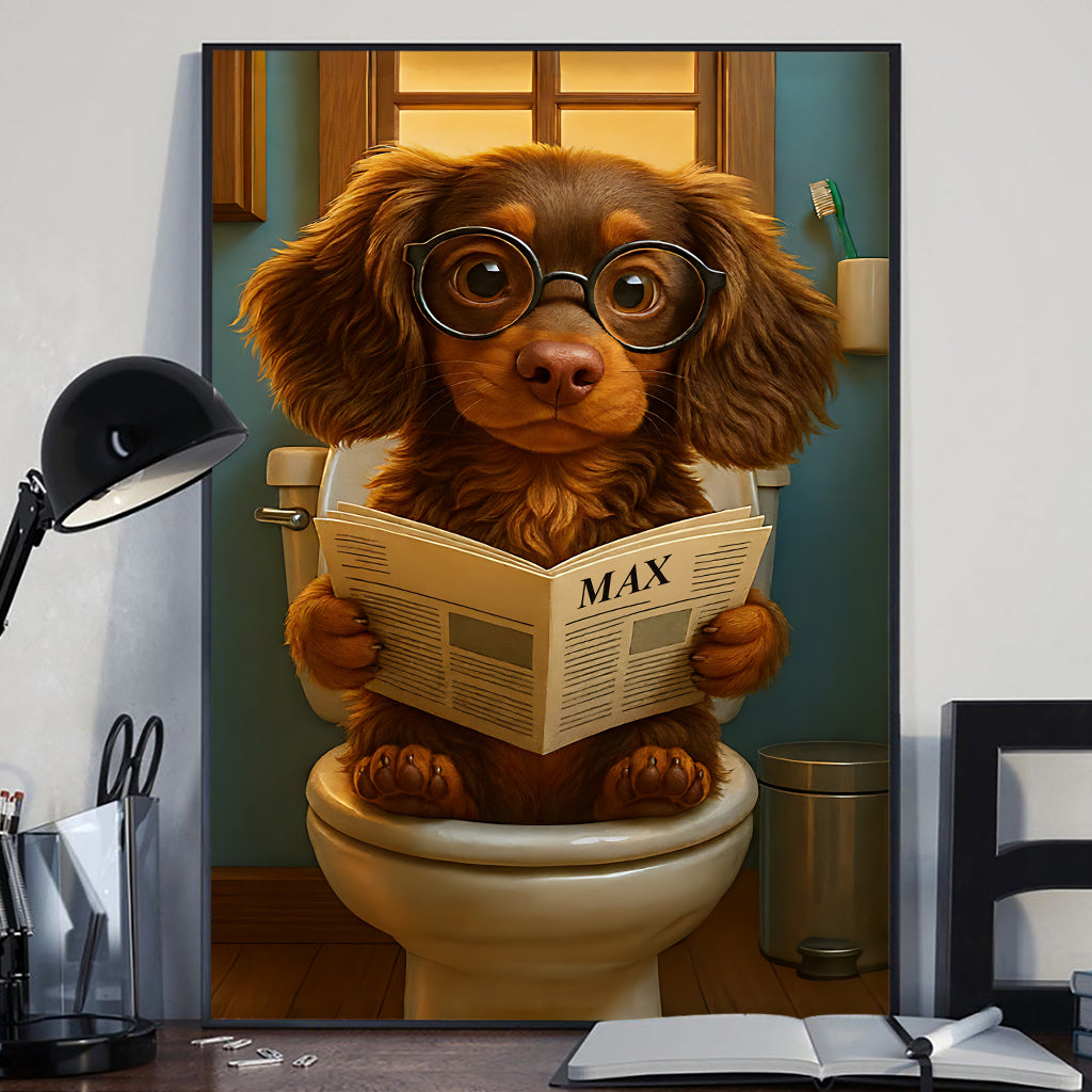 Animal de compagnie drôle sur les toilettes - Toile et affiche personnalisées pour chien